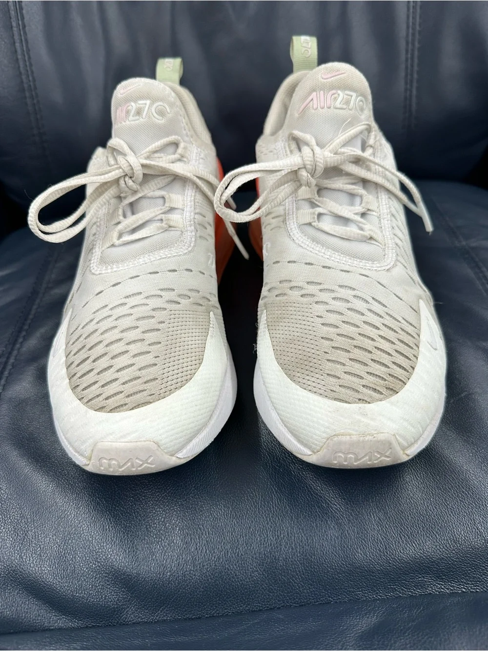 Nike Kids' Air Max 270 Beige Orange running shoes size 7y youth Gradeschool